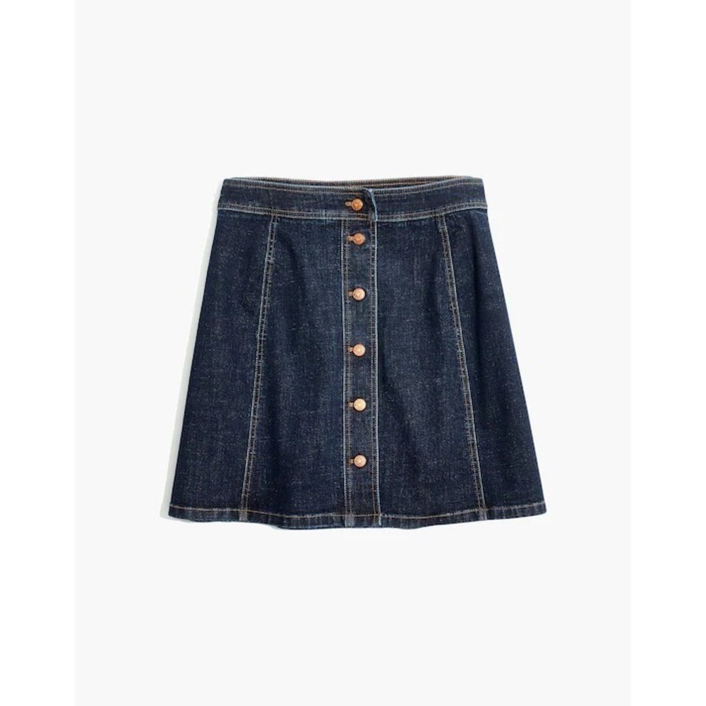 Madewell Denim Stretch Button Front Preppy‎ Casual A-Line Mini Skirt Size 0
